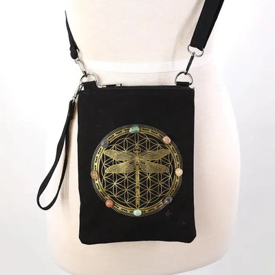 Comeco Bag: Dragonfly & Crystal Canvas Crossbody-ESSE Purse Museum & Store