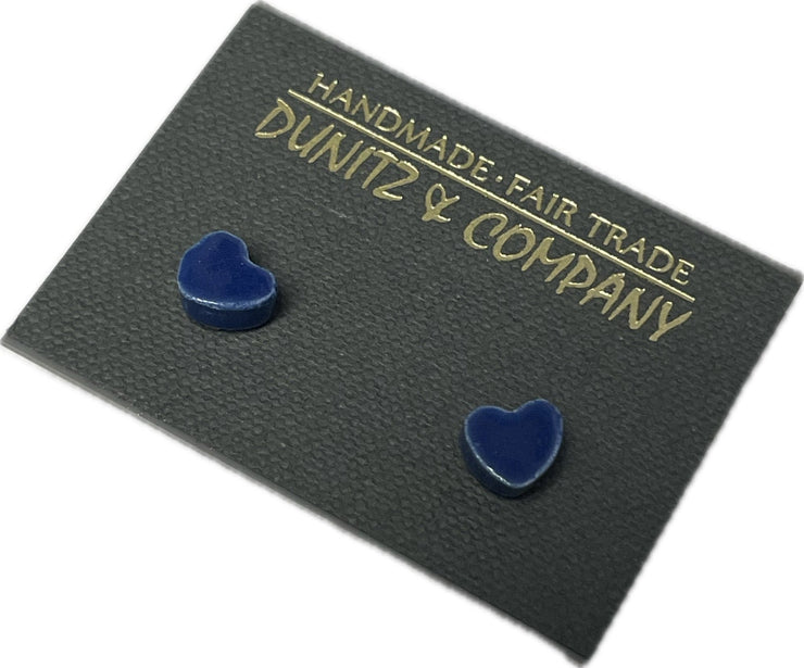 Dunitz & Company Earrings: Tiny Ceramic Heart Studs-ESSE Purse Museum & Store