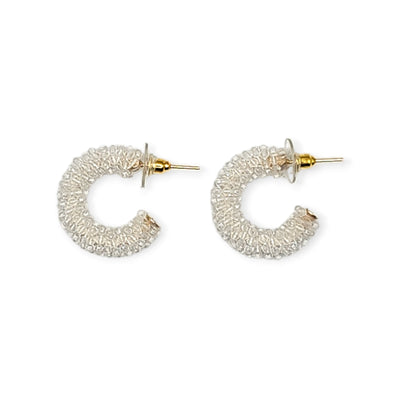 Narratives The Line: Clear Crystal Mini Cluster Hoop Earrings-ESSE Purse Museum & Store