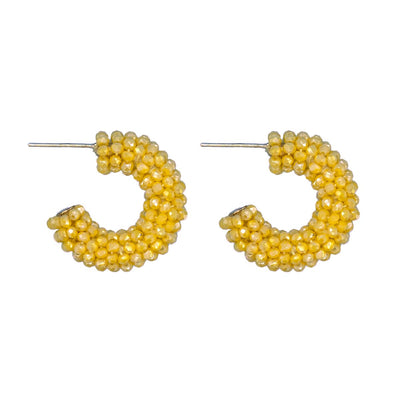 Narratives The Line: Dandelion Yellow Mini Crystal Cluster Hoop Earrings-ESSE Purse Museum & Store