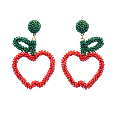 Narratives The Line: Red Beaded Apple Earrings-ESSE Purse Museum & Store
