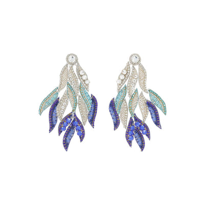 Narratives The Line: Silver & Blue Ombre Cosmos Embroidered Earrings-ESSE Purse Museum & Store