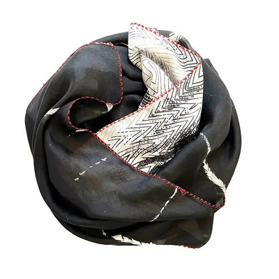 Marigold Row Scarf: Black Red & White-ESSE Purse Museum & Store