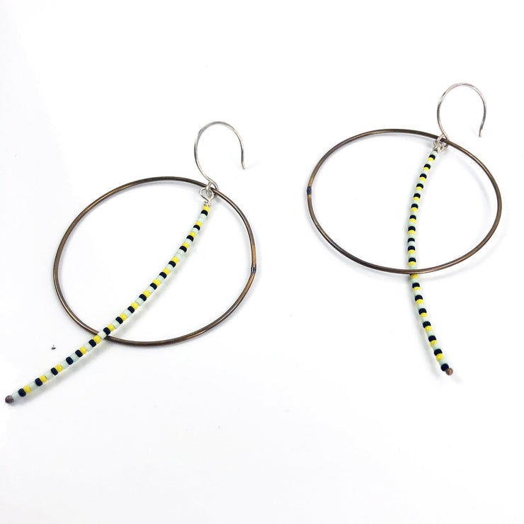 Olivia de Soria Earrings: Brass Circular Beaded Line-ESSE Purse Museum & Store