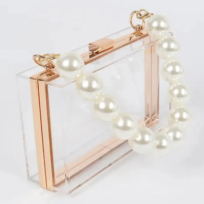 3AM Bag: Transparent Clutch with Pearl Handle-ESSE Purse Museum & Store