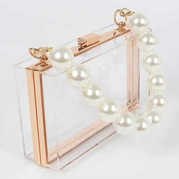 3AM Bag: Transparent Clutch with Pearl Handle-ESSE Purse Museum & Store