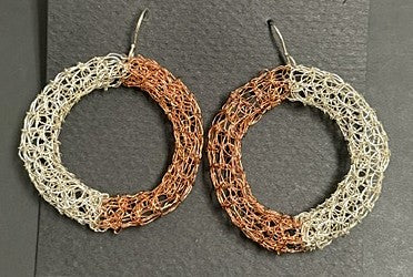 Cottler Fox Earrings: Copper & Silver Circles