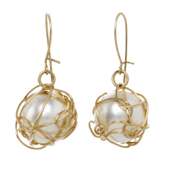 Anne Woodman Jewelry: Wrapped Pearl Drops Earrings
