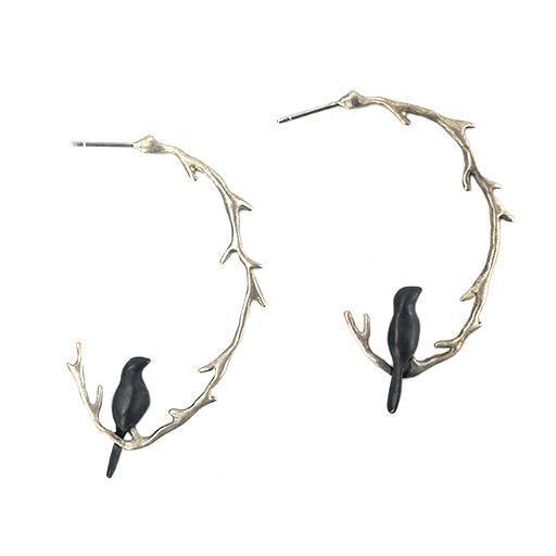 Chee-Me-No Oval Branch & Bird Hoops-ESSE Purse Museum & Store