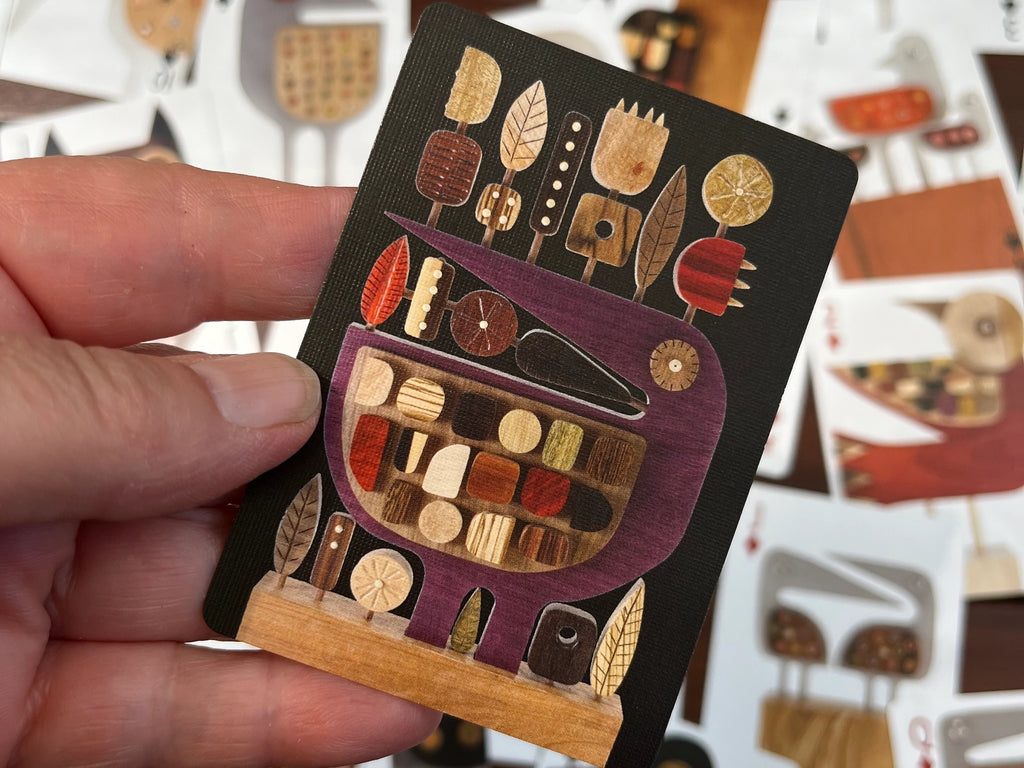 Bunny With A Toolbelt Playing Cards: Reclaimed Wood Bird Sculptures-ESSE Purse Museum & Store