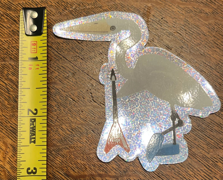 Bunny With A Toolbelt Sticker: Egret with Electric Guitar-ESSE Purse Museum & Store