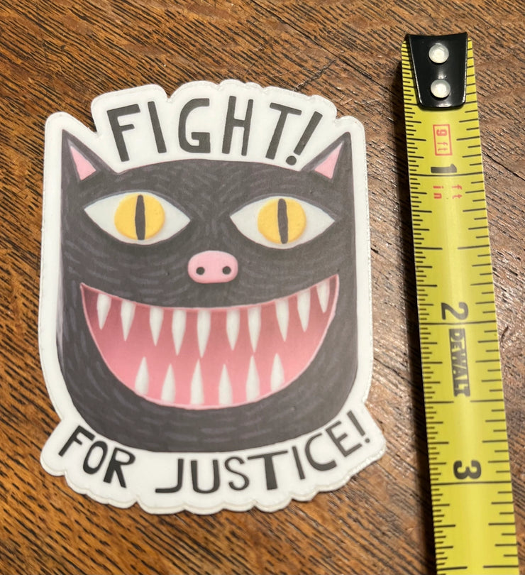 Bunny With A Toolbelt Sticker: Fight For Justice Cat-ESSE Purse Museum & Store
