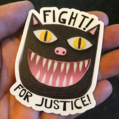 Bunny With A Toolbelt Sticker: Fight For Justice Cat-ESSE Purse Museum & Store