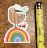 Bunny With A Toolbelt Sticker: Woody Bird on Rainbow-ESSE Purse Museum & Store