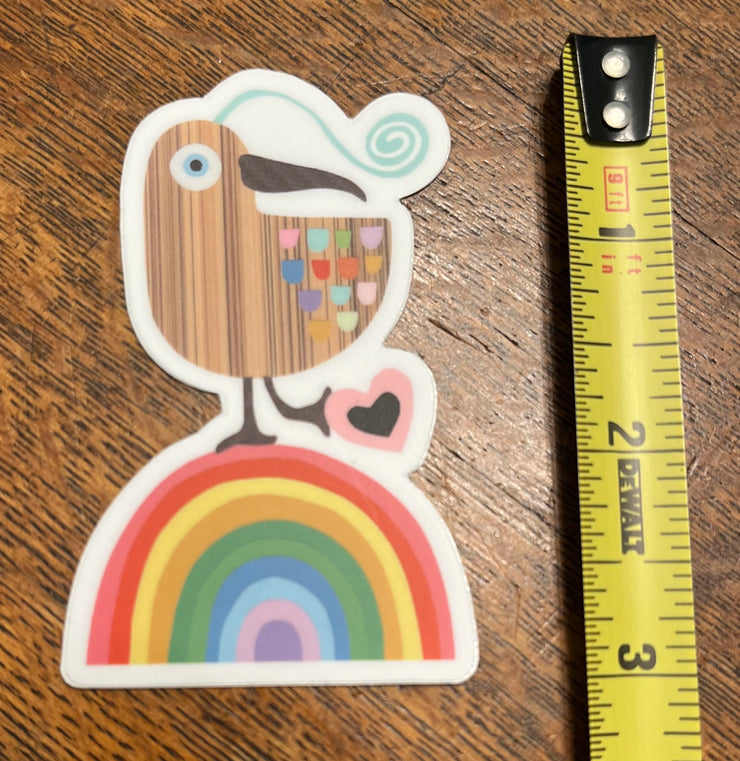 Bunny With A Toolbelt Sticker: Woody Bird on Rainbow-ESSE Purse Museum & Store