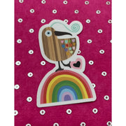 Bunny With A Toolbelt Sticker: Woody Bird on Rainbow-ESSE Purse Museum & Store