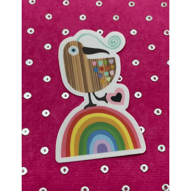 Bunny With A Toolbelt Sticker: Woody Bird on Rainbow-ESSE Purse Museum & Store