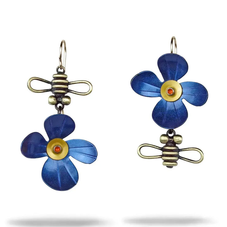 Chickenscratch Earrings: Blue Bloom-ESSE Purse Museum & Store