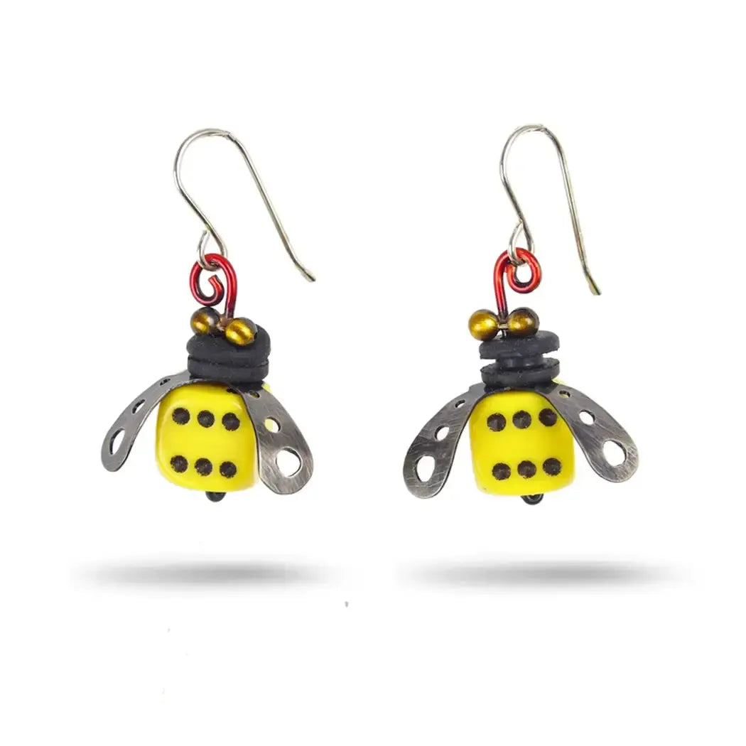 Chickenscratch Earrings: Boxcar Bee