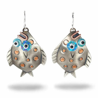 Chickenscratch Earrings: Flounder-ESSE Purse Museum & Store