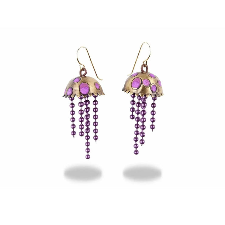 Chickenscratch Earrings: Grape Jellyfish-ESSE Purse Museum & Store