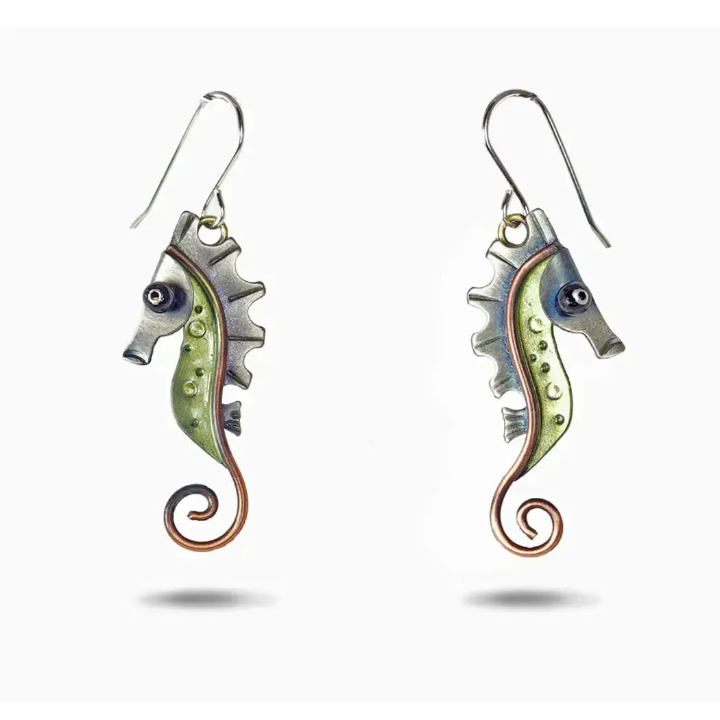 Chickenscratch Earrings: Seahorse