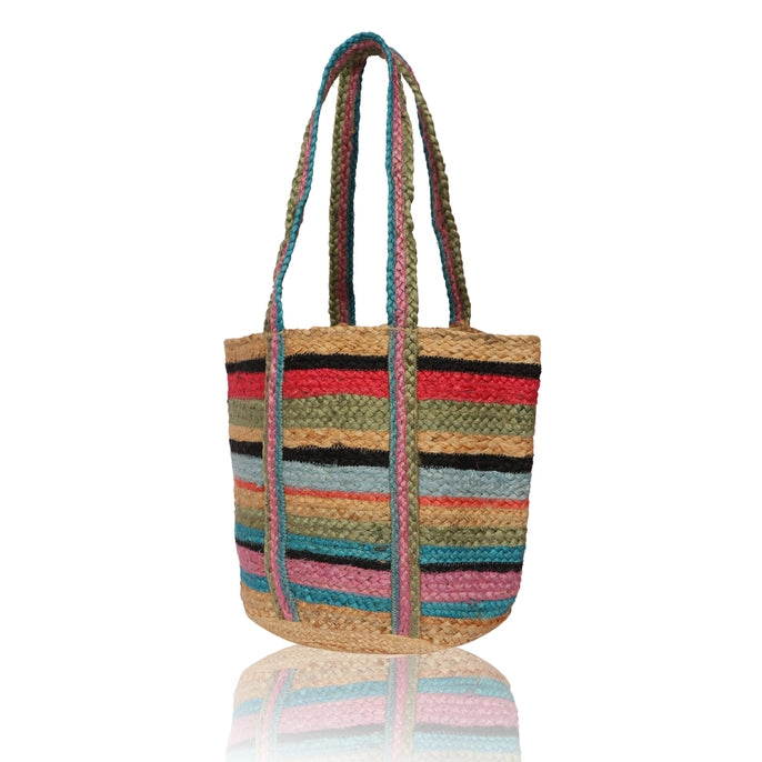 Chloe & Lex Bag: Stripes Jute Tote-ESSE Purse Museum & Store