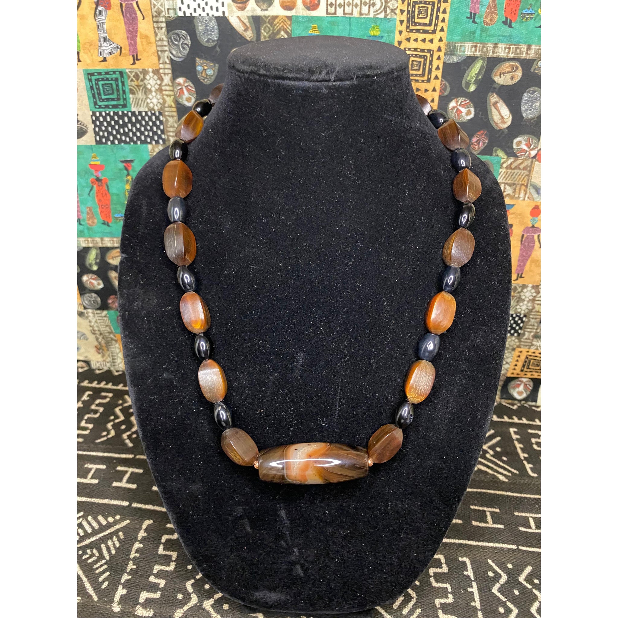 Coils Crystals & Culture Necklace: Carnelian & Water Buffalo