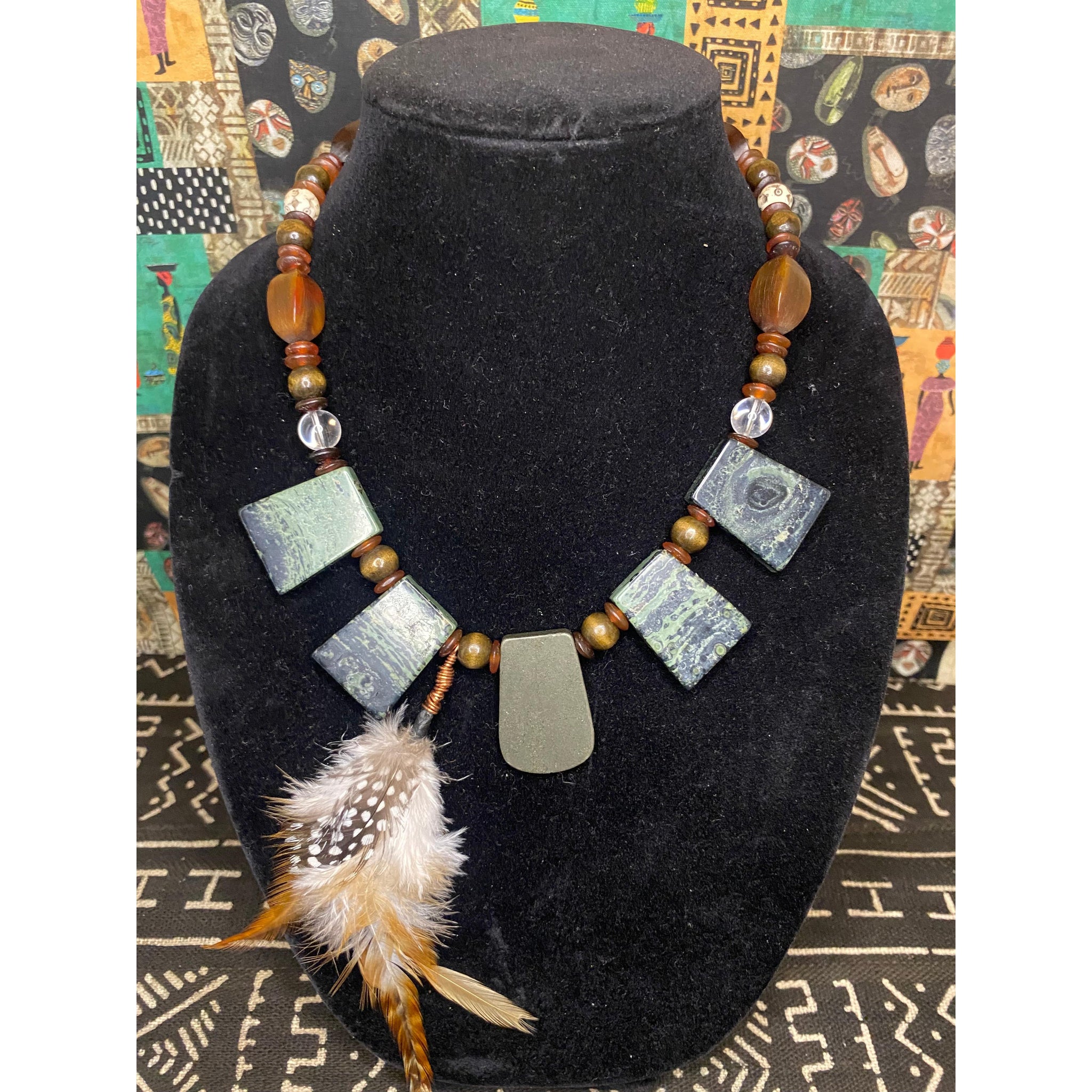 Coils Crystals & Culture Necklace: Kambaba Jasper & Pyrite