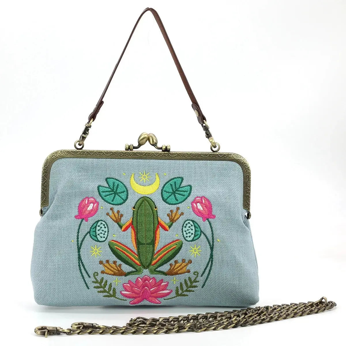 Comeco Bag: Kisslock Frog in the Lily Pond
