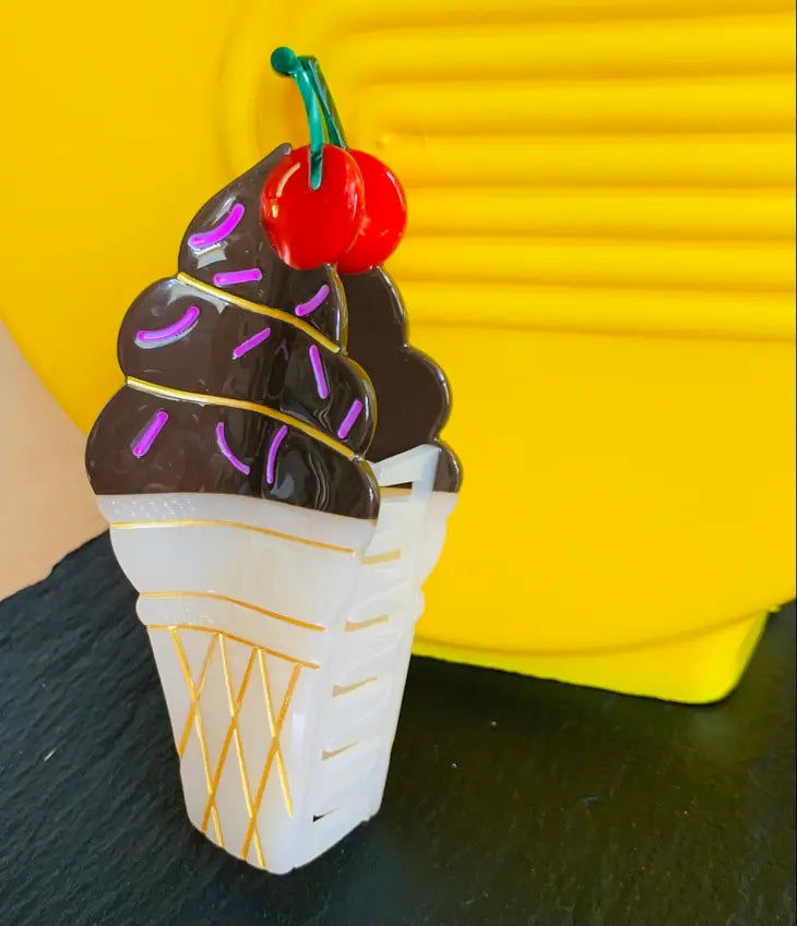 Cookie & the Dude Hair Claw: Soft Serve Ice Cream Cone-ESSE Purse Museum & Store