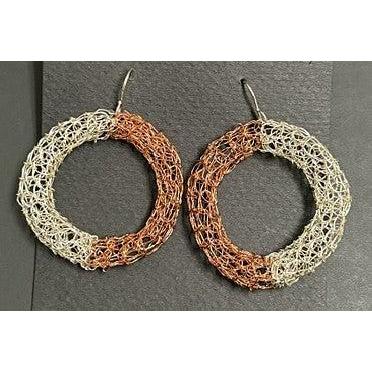 Cottler Fox Earrings: Copper & Silver Circles