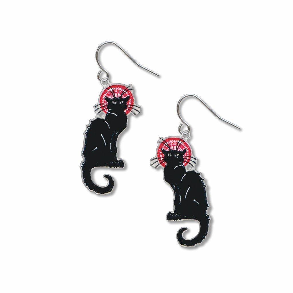 David Howell & Company Earrings: Steinlen's Le Chat Noir