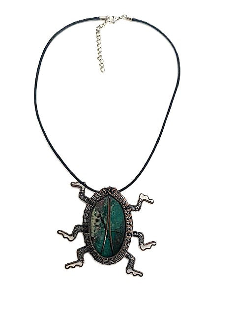Drea Schaugaard Pendant Necklace: Blue Beetle-ESSE Purse Museum & Store