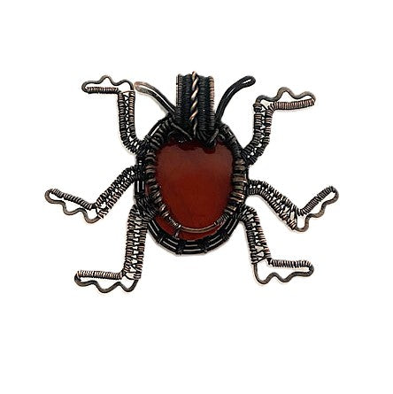 Drea Schaugaard Pendant Necklace: Red Beetle-ESSE Purse Museum & Store