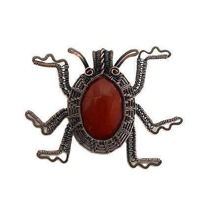 Drea Schaugaard Pendant Necklace: Red Beetle-ESSE Purse Museum & Store