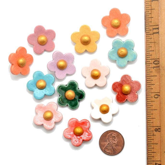 Dunitz & Company Earrings: Ceramic Golden Flower Studs-ESSE Purse Museum & Store