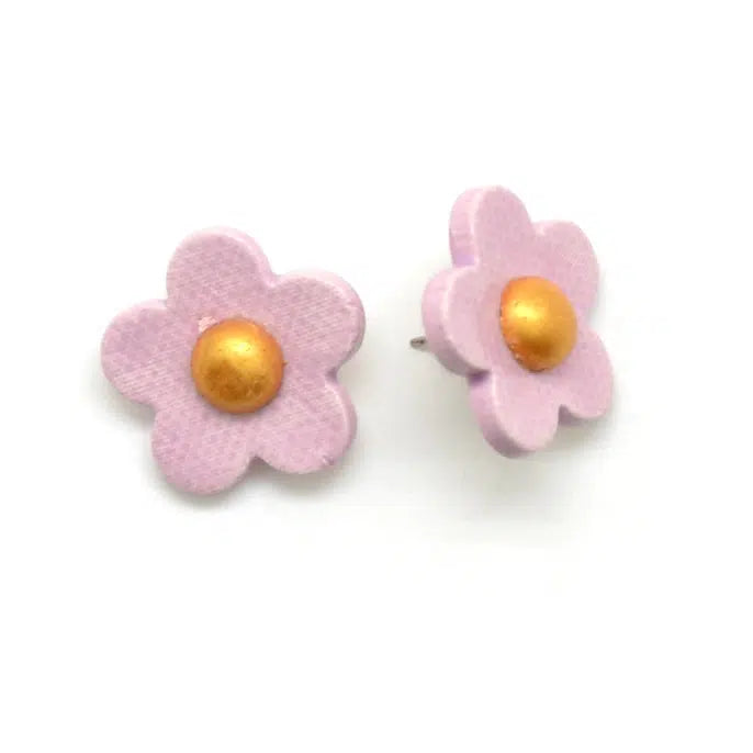 Dunitz & Company Earrings: Ceramic Golden Flower Studs-ESSE Purse Museum & Store