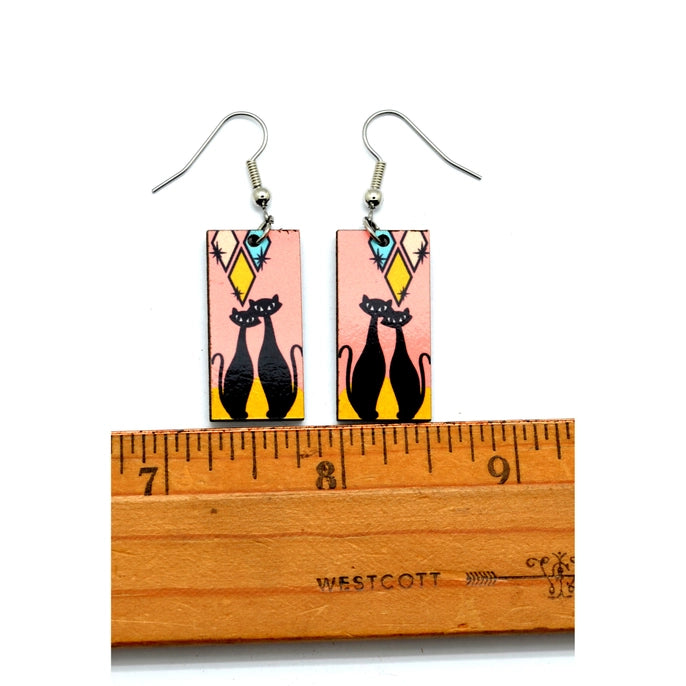 Dunitz & Company Earrings: Mid Century Atomic Cat Dangles-ESSE Purse Museum & Store