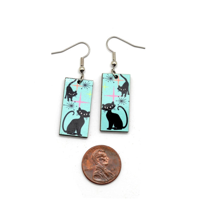 Dunitz & Company Earrings: Mid Century Atomic Cat Dangles-ESSE Purse Museum & Store