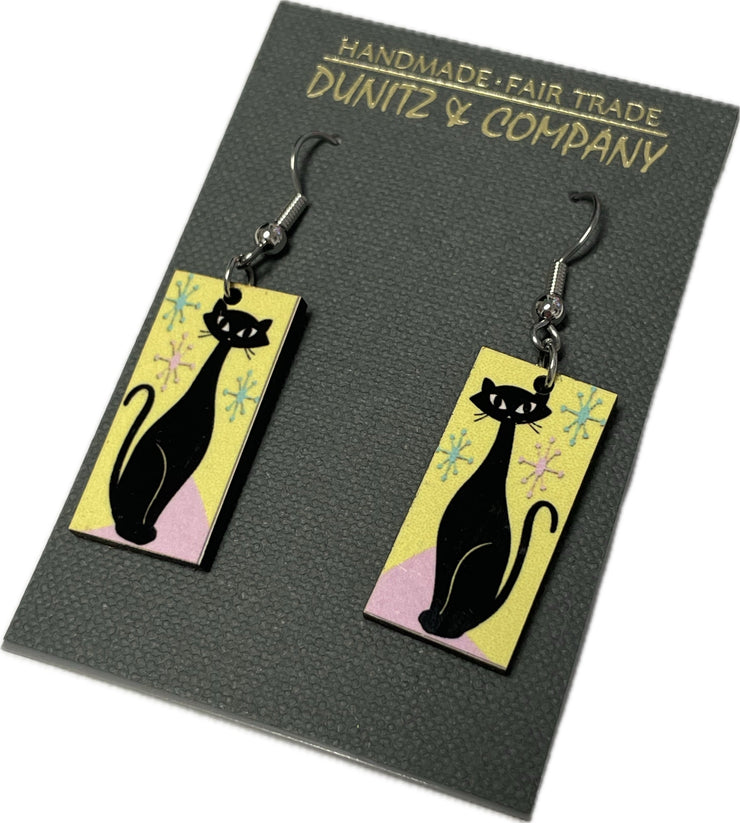 Dunitz & Company Earrings: Mid Century Atomic Cat Dangles-ESSE Purse Museum & Store