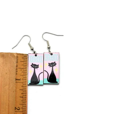 Dunitz & Company Earrings: Mid Century Atomic Cat Dangles-ESSE Purse Museum & Store