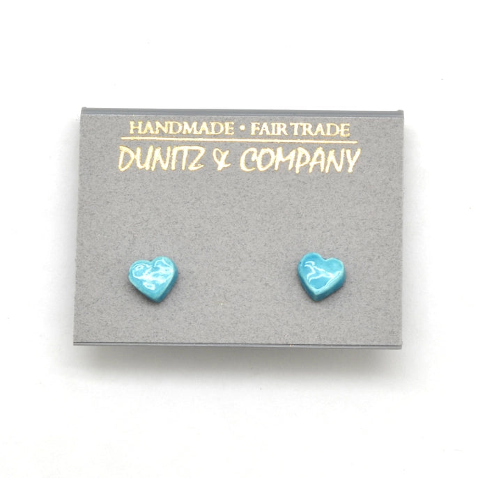 Dunitz & Company Earrings: Tiny Ceramic Heart Studs-ESSE Purse Museum & Store