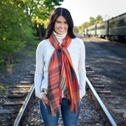 Dupatta Designs Scarf: Barlow Orange Plaid-ESSE Purse Museum & Store