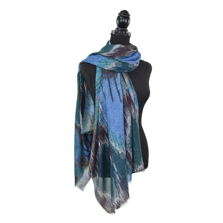 Dupatta Designs Scarf: Blue Bisbee Ikat Inspired-ESSE Purse Museum & Store