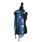 Dupatta Designs Scarf: Indigo Pressed Leaf-ESSE Purse Museum & Store