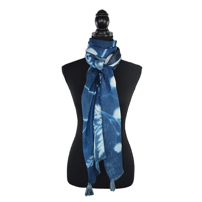 Dupatta Designs Scarf: Indigo Pressed Leaf-ESSE Purse Museum & Store