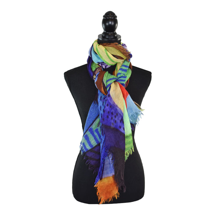 Dupatta Designs Scarf: Martin Colorful Mixed Geo Print-ESSE Purse Museum & Store
