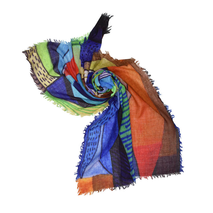 Dupatta Designs Scarf: Martin Colorful Mixed Geo Print-ESSE Purse Museum & Store
