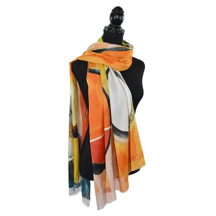 Dupatta Designs Scarf: Orange Harvey Circle Print-ESSE Purse Museum & Store